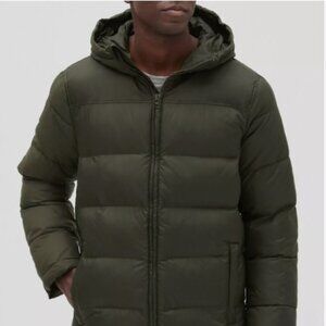 Hooded Puffer Jacket, Size L, Black Grass